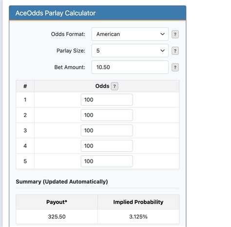 parlay odds calculator.